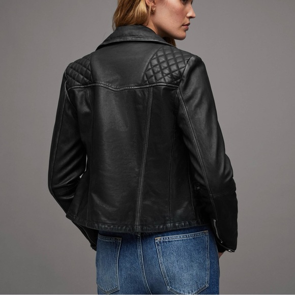 ALLSAINTS Cargo Distressed Leather Biker Jacket - Picture 7 of 11